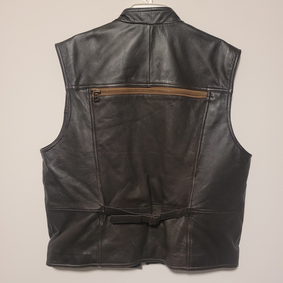 Vintage Giverny Genuine Leather Moto Utility Vest Large - Picture 11 of 16